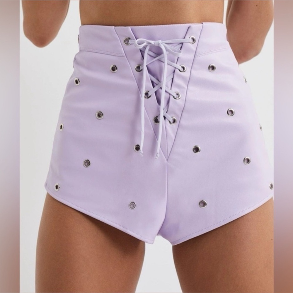 NWT For Love and Lemons Roxie Vegan Leather Short Lavender XL